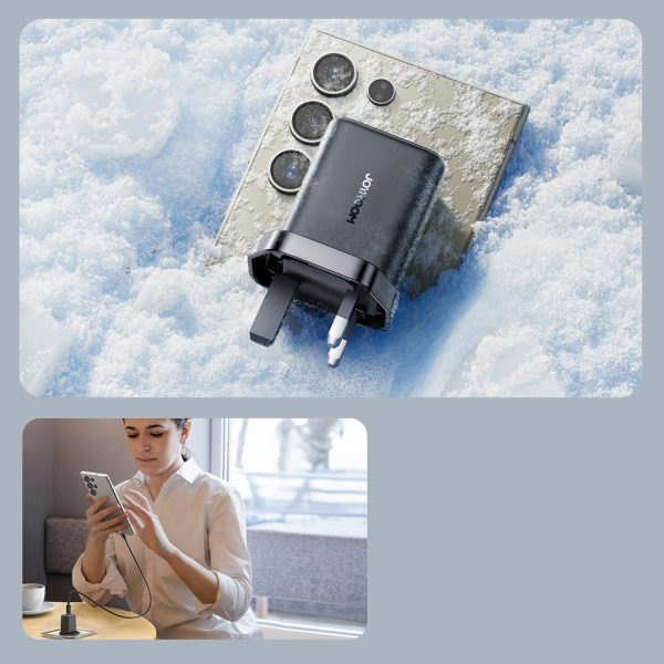 Sienas lādētājs ar vadu, Lielbritānijas spraudnis, USB-C, 25 W, 1 m - melns