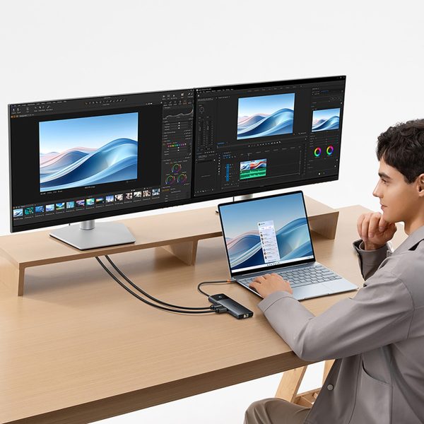 1033219-9-hub-adapter-rozdzielacz-10w1-hdmi-usb-a-usb-c-rj45-baseus-hurtownia-dropshipping.jpg HUB adaptera sadalītājs 10in1 HDMI USB-A USB-C RJ45 SD TF - pelēks