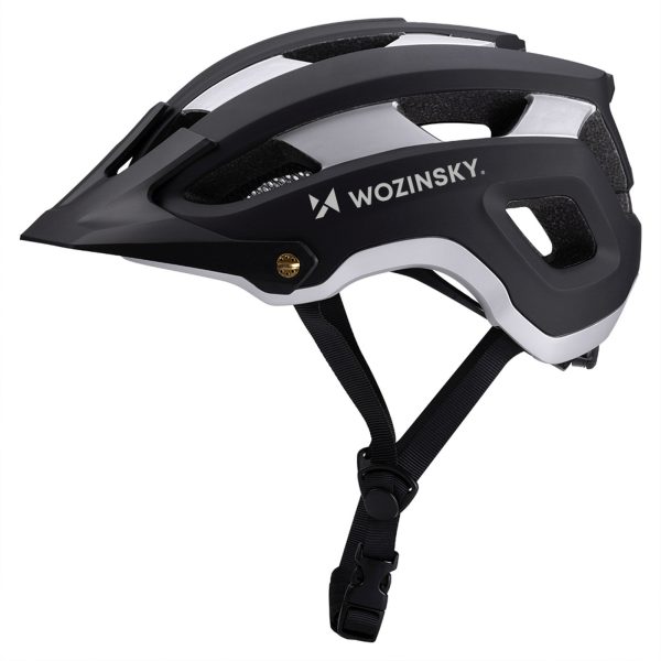 1033233-2-kask-rowerowy-mtb-z-odpinanym-daszkiem-czarno-sreb-wozinsky-hurtownia-dropshipping.jpg MTB velosipēda ķivere ar noņemamu vizieri, viegla, 57-62 cm - melna un sudrabaina
