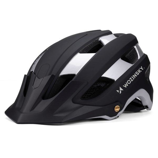 1033233-3-kask-rowerowy-mtb-z-odpinanym-daszkiem-czarno-sreb-wozinsky-hurtownia-dropshipping.jpg MTB velosipēda ķivere ar noņemamu vizieri, viegla, 57-62 cm - melna un sudrabaina
