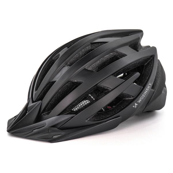 1033237-3-kask-rowerowy-mtb-odpinany-daszek-lampka-czarny-wozinsky-hurtownia-dropshipping.jpg MTB velosipēda ķivere ar noņemamu vizieri un USB aizmugurējo lukturi 54-57 cm - melna