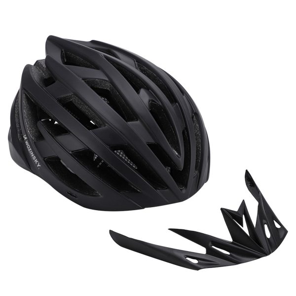 1033237-4-kask-rowerowy-mtb-odpinany-daszek-lampka-czarny-wozinsky-hurtownia-dropshipping.jpg MTB velosipēda ķivere ar noņemamu vizieri un USB aizmugurējo lukturi 54-57 cm - melna