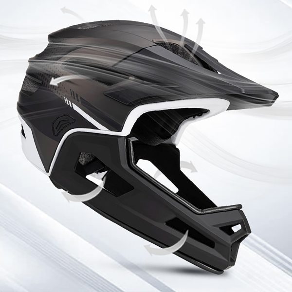 Pilna sejas velosipēda ķivere ar noņemamu vizieri 57-62 cm - melna