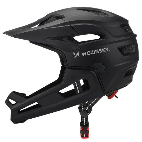 Pilna sejas velosipēda ķivere ar noņemamu vizieri 57-62 cm - melna