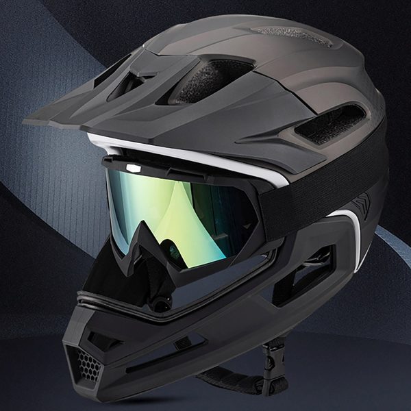 Pilna sejas velosipēda ķivere ar noņemamu vizieri 57-62 cm - melna