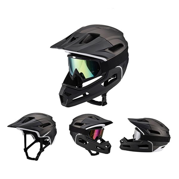 Pilna sejas velosipēda ķivere ar noņemamu vizieri 57-62 cm - melna