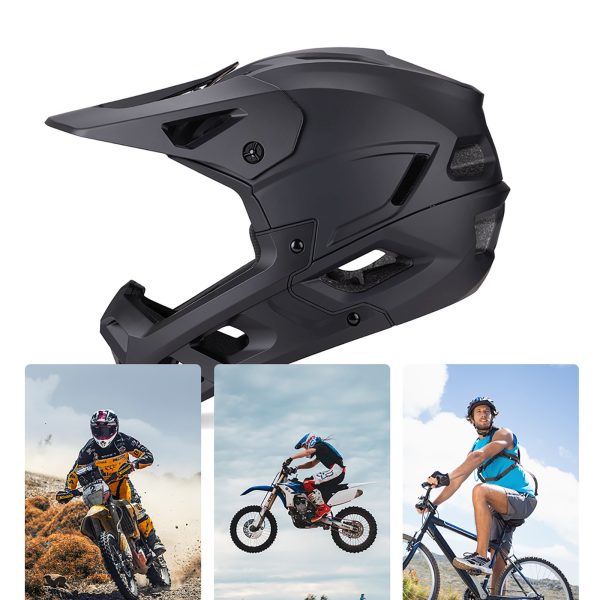 Pilna sejas velosipēda ķivere ar noņemamu vizieri 57-62 cm - melna