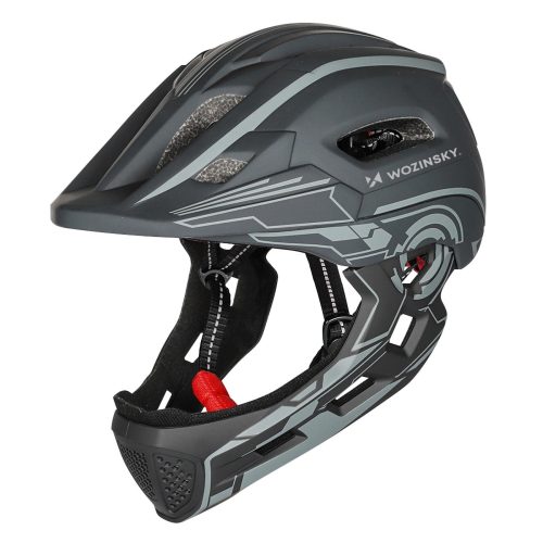 1033248-1-kask-rowerowy-fullface-dzieciecy-z-lampka-szary-wozinsky-hurtownia-dropshipping.jpg Bērnu pilnībā aizverama velosipēda ķivere ar USB aizmugurējo lukturi (52-56 cm) - pelēka