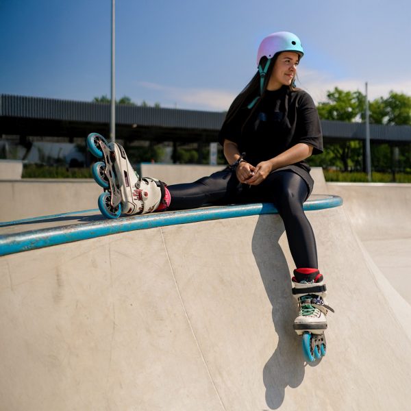 BMX velosipēda ķivere skrejriteņiem 48-52 cm - rozā gradients