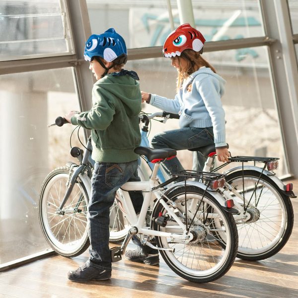 Bērnu velosipēda ķivere 52-56 cm - sarkans dinozaurs