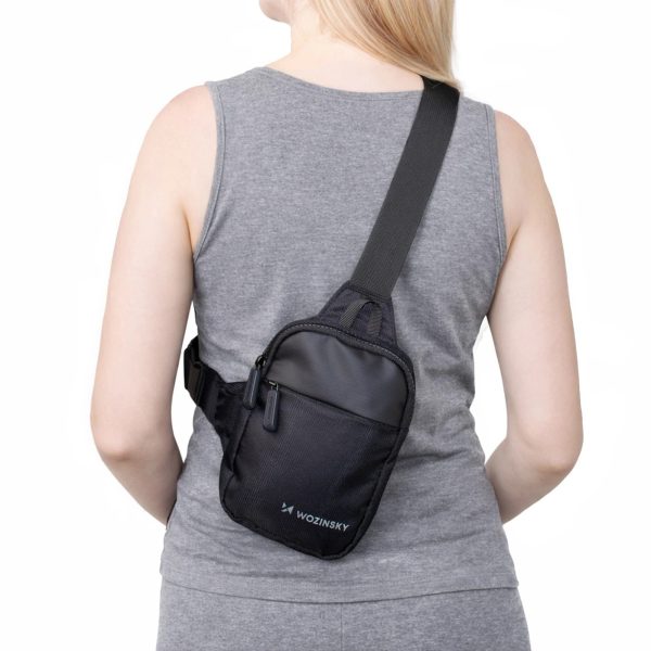 Mini ūdensnecaurlaidīga plecu soma ar diviem nodalījumiem unisex tālrunim - melna