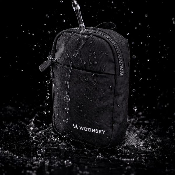 Mini ūdensnecaurlaidīga plecu soma ar diviem nodalījumiem unisex tālrunim - melna