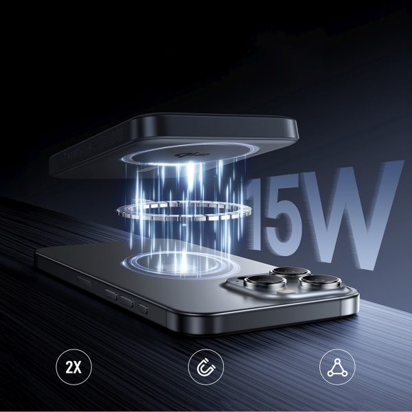 EnerFill FM12 10000mAh 22.5W magnētiskais Power Bank ar USB-C MagSafe Qi2 kabeli - melns