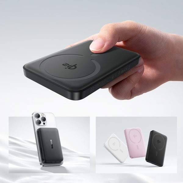 EnerFill FM12 10000mAh 22.5W magnētiskais Power Bank ar USB-C MagSafe Qi2 kabeli - melns