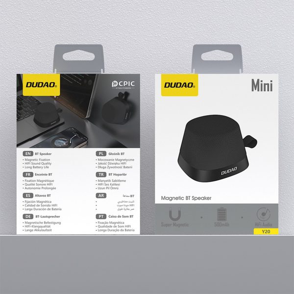 1033356-8-glosnik-bezprzewodowy-magnetyczny-y20-bt-czarny-dudao-hurtownia-dropshipping.jpg Y20 Bluetooth bezvadu skaļrunis ar magnētisku stiprinājumu - melns