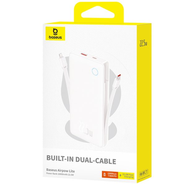 1033368-6-powerbank-10000mah-22-5w-airpow-lite-kable-bialy-baseus-hurtownia-dropshipping.jpg Airpow Lite 10000mAh 22.5W Powerbank ar iebūvētu USB-C iPhone Lightning kabeli - balts