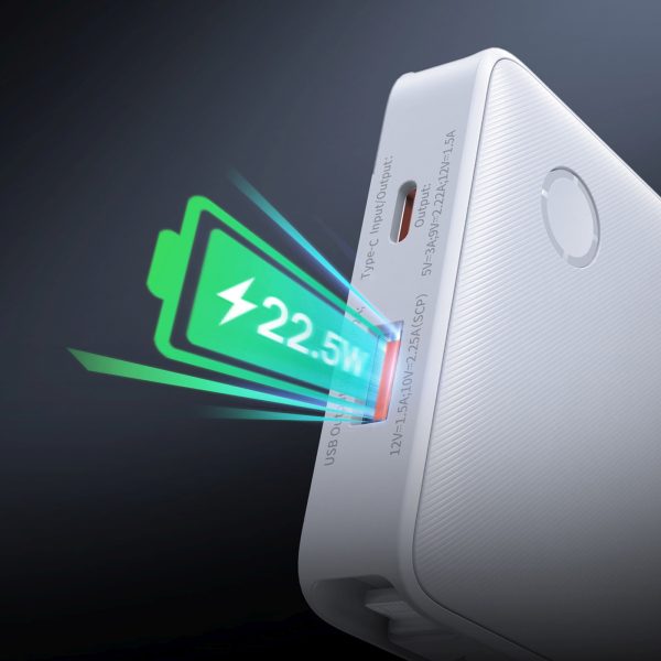 1033368-9-powerbank-10000mah-22-5w-airpow-lite-kable-bialy-baseus-hurtownia-dropshipping.jpg Airpow Lite 10000mAh 22.5W Powerbank ar iebūvētu USB-C iPhone Lightning kabeli - balts