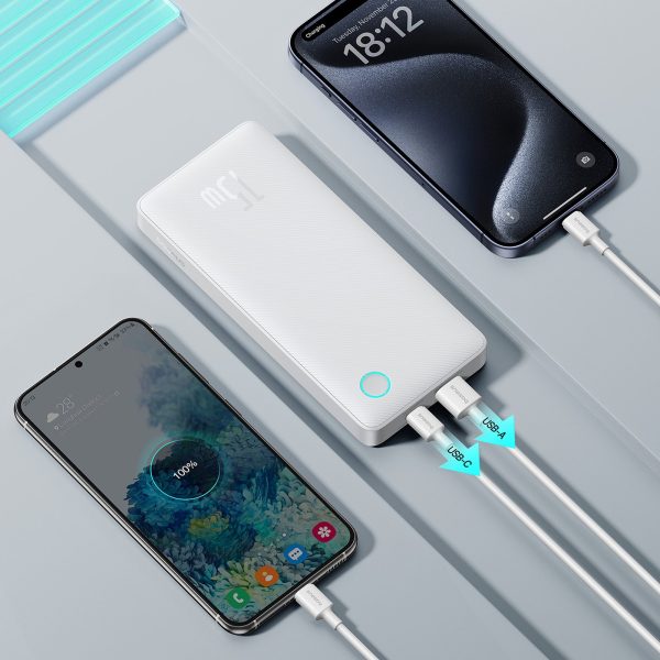 1033369-8-powerbank-10000mah-15w-z-kablem-usb-a-usb-c-bialy-baseus-hurtownia-dropshipping.jpg Powerbank 10000mAh 15W Airpow Lite ar USB-A - USB-C kabeli 30cm - balts