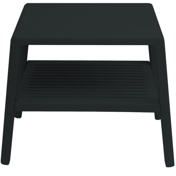 Izturīgs dārza baseina kafijas galdiņš ar plauktu - MELNS