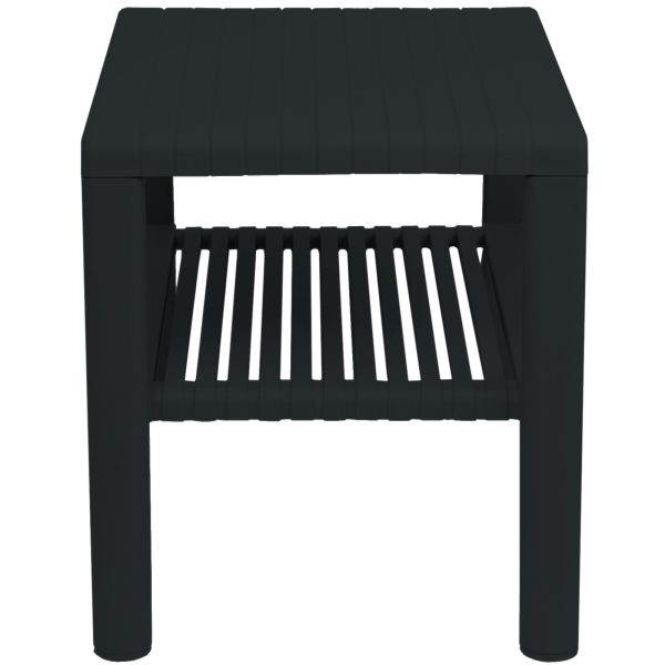 Izturīgs dārza baseina kafijas galdiņš ar plauktu - MELNS