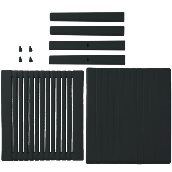 Izturīgs dārza baseina kafijas galdiņš ar plauktu - MELNS