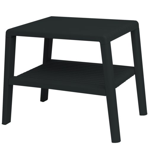 Izturīgs dārza baseina kafijas galdiņš ar plauktu - MELNS