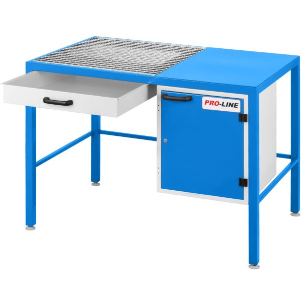 PRO-LINE 1180x780x850mm darbnīcas slīpēšanas galds ar putekļu savākšanas atvilktni un skapi