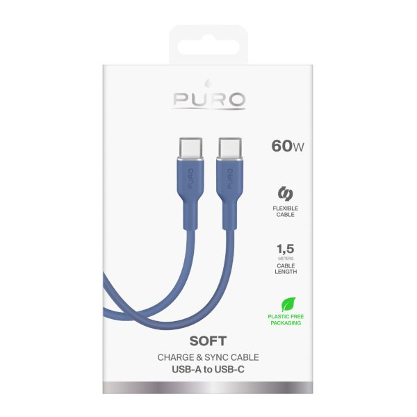 ICON USB-C 60W 1,5m elastīgs kabelis - zils
