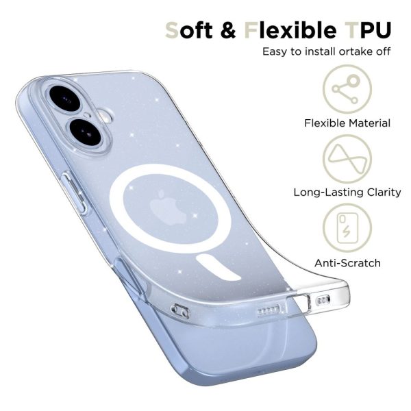 iPhone 17 FlexAir MagSafe aizsargvāciņš — caurspīdīgs un mirdzošs