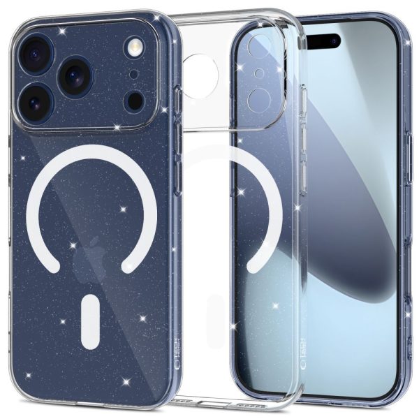 iPhone 17 Pro Max FlexAir MagSafe aizsargvāciņš — caurspīdīgs un mirdzošs