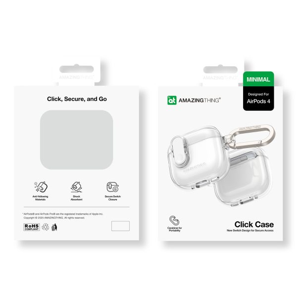 AirPods 4 minimālistisks aizsargvāciņš - caurspīdīgs