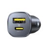 USB-C USB-A 30W automašīnas lādētājs - melns