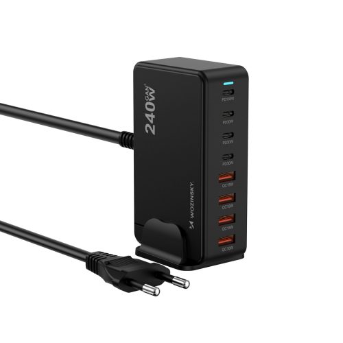 1033433-1-stacja-ladujaca-biurkowa-4x-usb-a-4x-usb-c-gan-qc3-wozinsky-hurtownia-dropshipping.jpg Galda uzlādes stacija 4x USB-A 4x USB-C GaN QC3 240W - melna