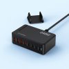 Galda uzlādes stacija 4x USB-A 4x USB-C GaN QC3 240W - melna