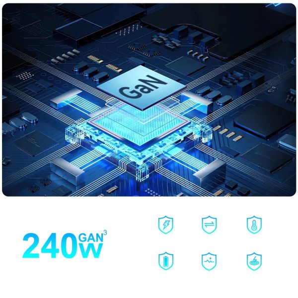 Galda uzlādes stacija 4x USB-A 4x USB-C GaN QC3 240W - melna