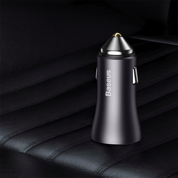 Automašīnas lādētājs 2x USB-A 60W - tumši pelēks