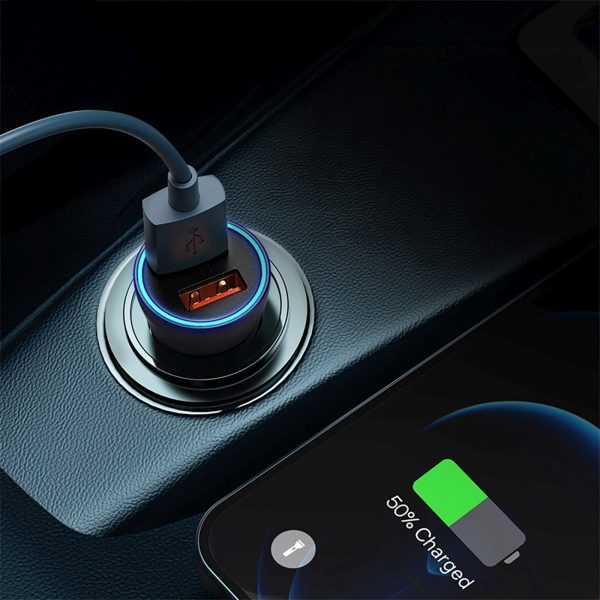 Automašīnas lādētājs 2x USB-A 60W - tumši pelēks