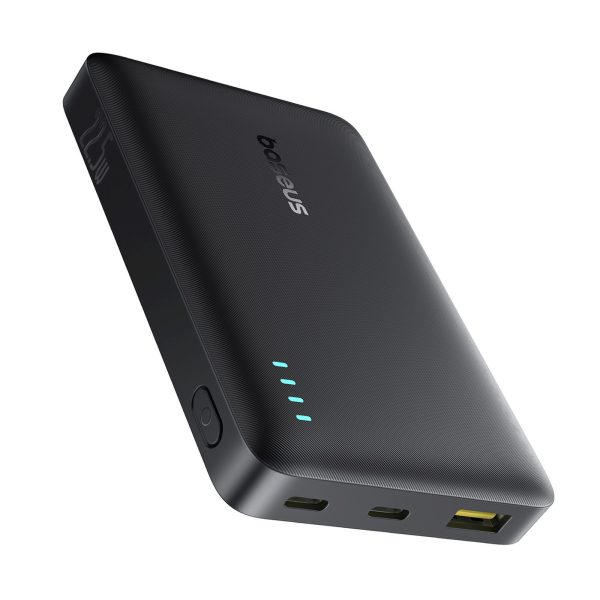 Powerbank 10000mAh 22.5W EnerFill FP21 USB-A USB-C ar USB-C kabeli - melns