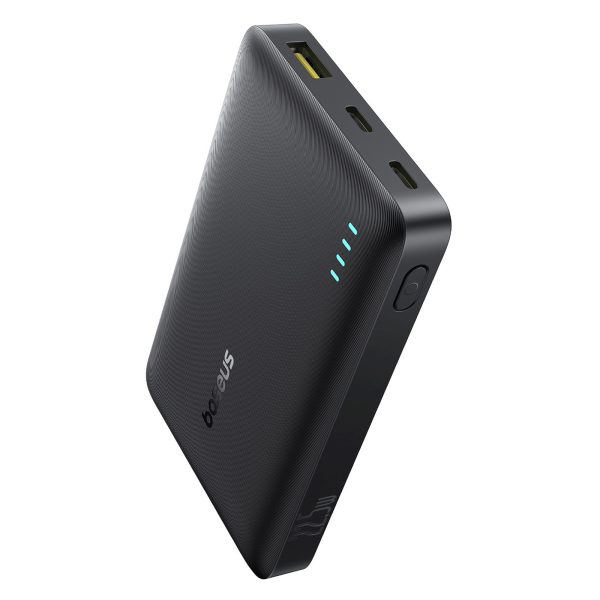 Powerbank 10000mAh 22.5W EnerFill FP21 USB-A USB-C ar USB-C kabeli - melns