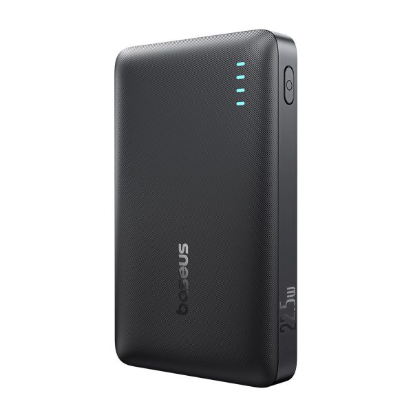 Powerbank 10000mAh 22.5W EnerFill FP21 USB-A USB-C ar USB-C kabeli - melns