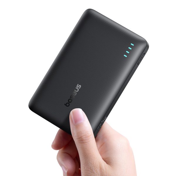 Powerbank 10000mAh 22.5W EnerFill FP21 USB-A USB-C ar USB-C kabeli - melns