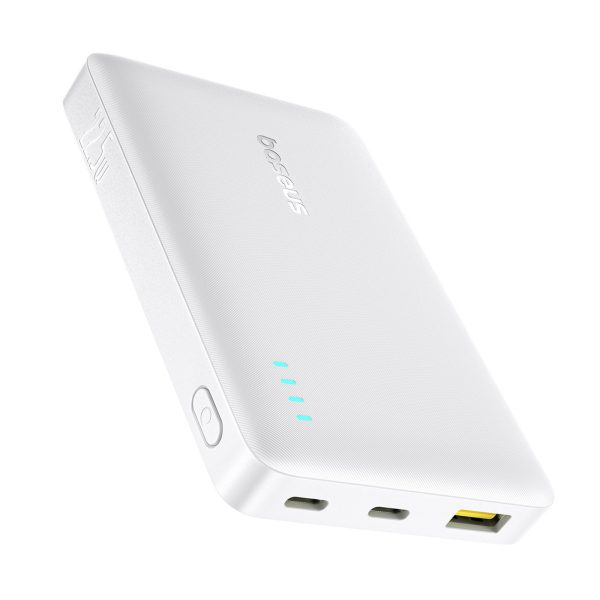 Powerbank 10000mAh 22.5W EnerFill FP21 USB-A USB-C ar USB-C kabeli - balts