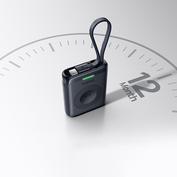 Powerbank 1640 mAh 5W EnerFill FW11 Apple Watch ar iebūvētu kabeli - melns