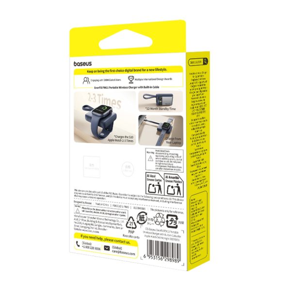 Powerbank 1640 mAh 5W EnerFill FW11 Apple Watch ar iebūvētu kabeli - melns