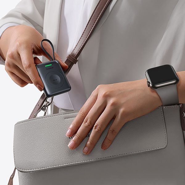 Powerbank 1640 mAh 5W EnerFill FW11 Apple Watch ar iebūvētu kabeli - melns