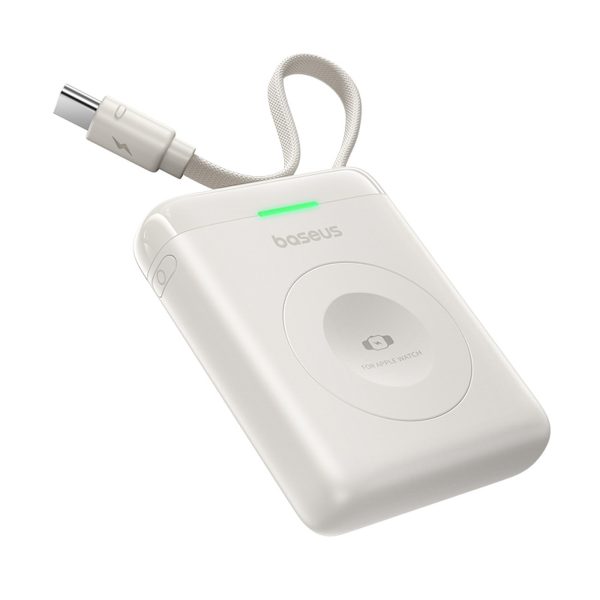 Powerbank 1640 mAh 5W EnerFill FW11 Apple Watch ar iebūvētu kabeli - balts