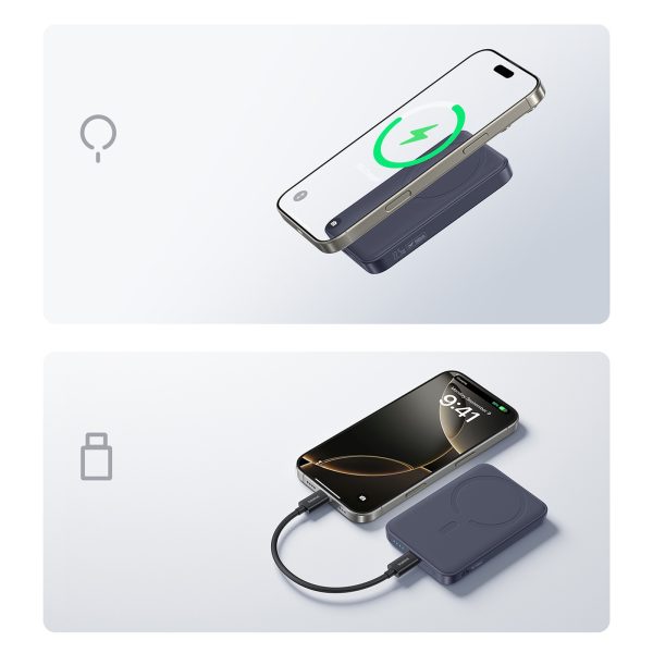 EnerFill FM11 MagSafe 10000mAh 22.5W magnētiskais Power Bank ar USB-C kabeli - tumši pelēks