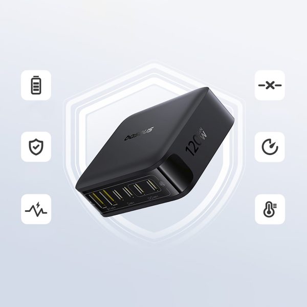 Uzlādes stacija 4x USB-C 2x USB-A 120W - melna