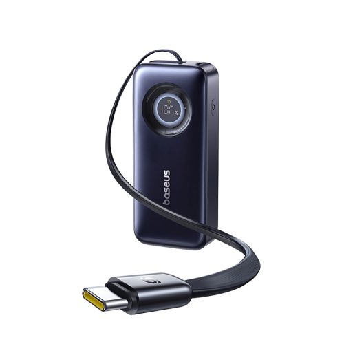 Powerbank 20000mAh 67W ar ievelkamu USB-C kabeli - melns