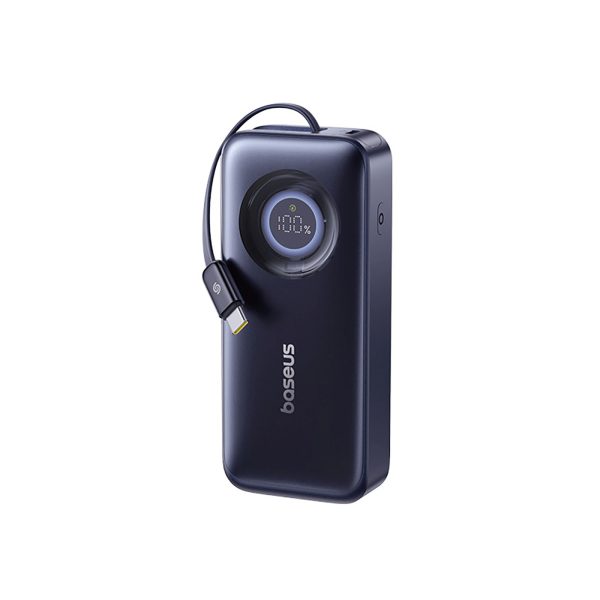 Powerbank 20000mAh 67W ar ievelkamu USB-C kabeli - melns